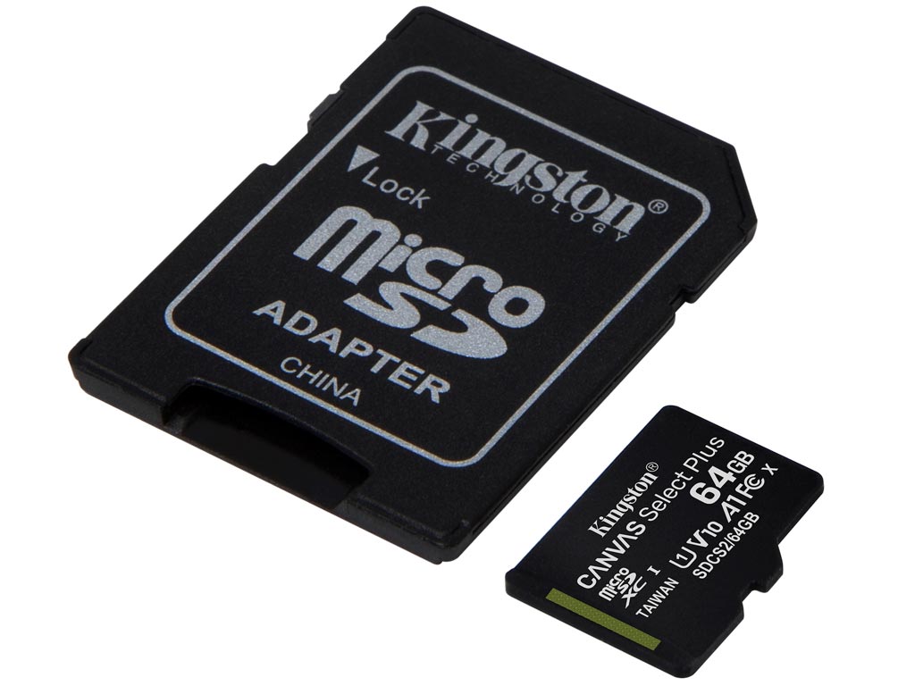 Kingston Canvas Select Plus 64GB micro SDXC Class 10 UHS-I U1 V10 + SD Adapter [SDCS2/64GB] Εικόνα 1