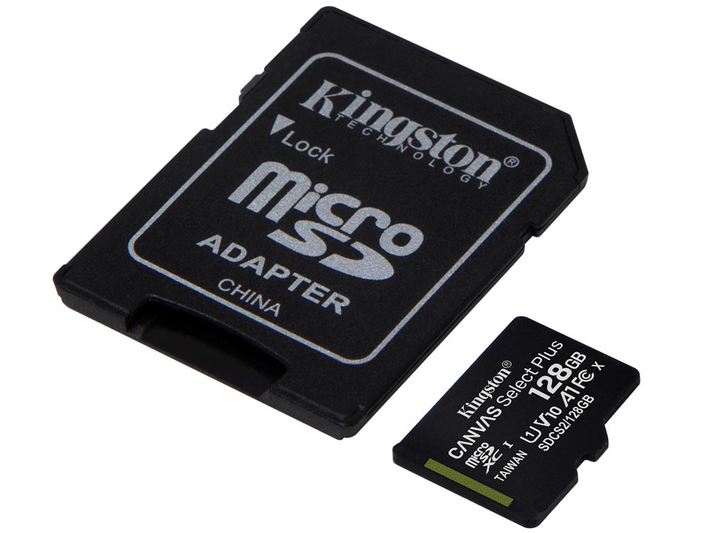 Kingston Canvas Select Plus 128GB micro SDXC Class 10 UHS-1 U1 V10 + SD Adapter [SDCS2/128GB] Εικόνα 1