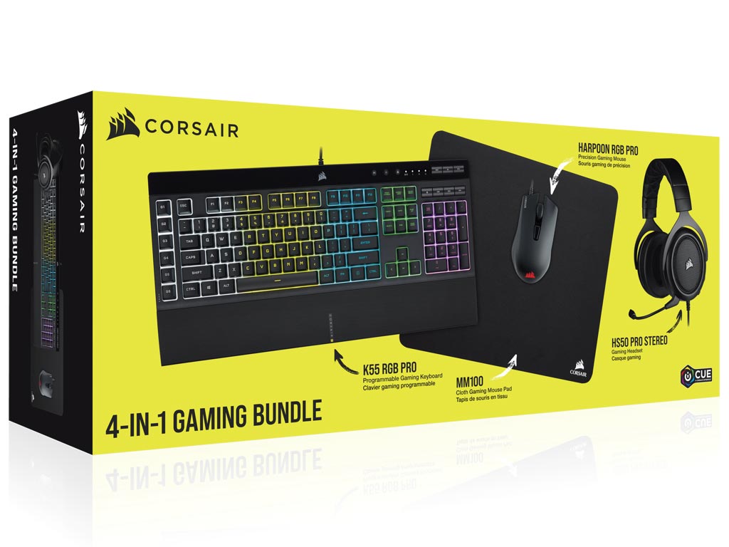 Corsair 4-In-1 Gaming Bundle: Keyboard K55 Pro RGB, Mouse Harpoon Pro RGB, Headset HS50 Pro, Mousepad MM100 [CH-9226A65-NA] Εικόνα 1