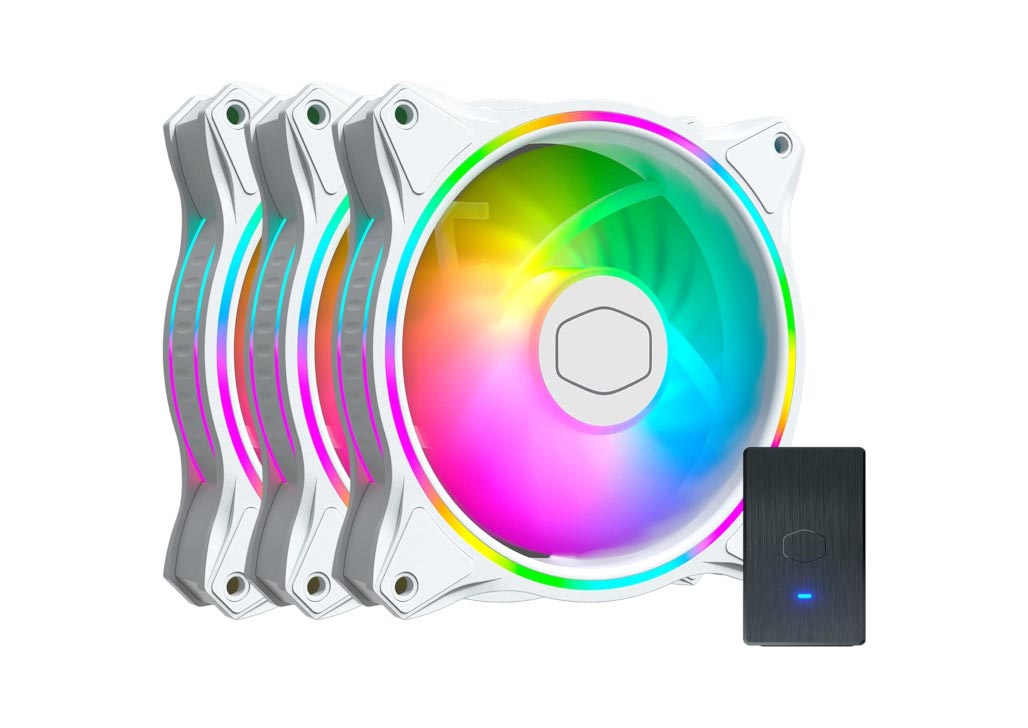 Cooler Master Masterfan Mf Halo Addressable Rgb Fan Pack White Addressable Rgb Controller