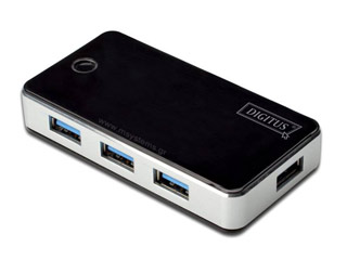 Digitus USB 3.0 4-Port Hub with PSU - Black