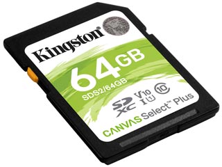 Kingston Canvas Select Plus SD 64SD SDXC Class 10 UHS-1 U1 V30 [SDS2/64GB]