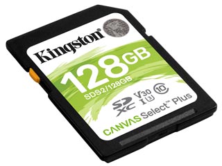 Kingston Canvas Select Plus SD 128GB SDXC Class 10 UHS-1 U3 V30 [SDS2/128GB]
