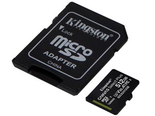 Kingston Canvas Select Plus 512GB micro SDXC Class 10 UHS-1 U3 V30 + SD Adapter