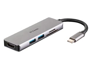 D-Link USB 3.0 Type-C Male - USB Type-A/ Dual Slot SD Card Reader/ HDMI Docking Station [DUB-M530]
