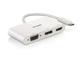 D-Link USB 3.0 Type-C Male - HDMI/ DisplayPort/ VGA Docking Station