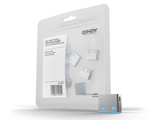 Lindy USB Port Blocker - 10 Pieces Without Key - Blue