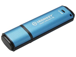 Kingston IronKey Vault Privacy 50 IKVP50/64GB Encrypted USB Flash Drive 64GB USB 3.2 Gen 1 Type-A XTS-AES 256-bit