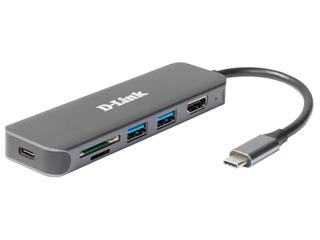 D-Link USB 3.0 Type-C - USB-A/ USB-C PD 3.0/ HDMI/  Dual Slot SD Card Reader Docking Station [DUB-2327]