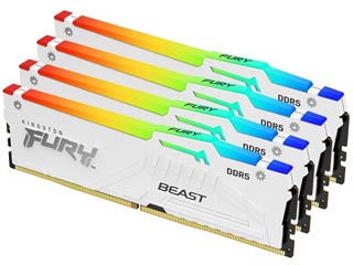 Kingston 128GB Fury Beast RGB 5600MHz DDR5 CL40 (Kit of 4) - White