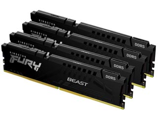 Kingston FURY Beast 64GB (4x16GB) DDR5-6000 CL40 kit μνήμης RAM για desktop, Intel XMP, Μαύρο