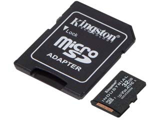 Kingston Industrial 32GB microSDHC UHS-I U3 V30 A1 pSLC Memory Card with SD Adapter