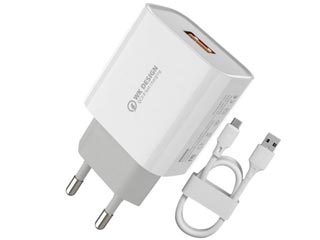 WK Design 18W Charger with Type-C Cable - Quick Charge 3.0 - White [WP-U57 Combo]