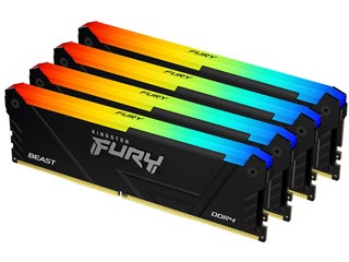 Kingston 32GB FURY Beast RGB DDR4 2023 3600MHz Non-ECC CL17 (Kit of 4) [KF436C17BB2AK4/32]