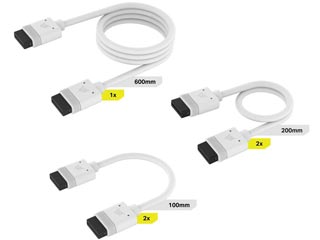 Corsair iCUE Link Cable Kit 1x 600mm - 2x 200mm - 2x100mm - White [CL-9011126-WW]
