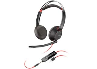 Poly Blackwire 5220 Wired Stereo Headset with 3.5mm Plug + USB-C/A Adapter