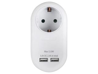 Sonora Αντάπτορας φόρτισης με 2x USB - 1x Schuko Pass-Through - White [PAW100-2USB24]