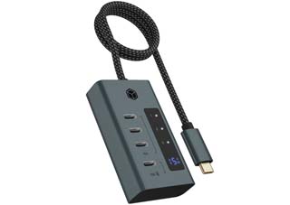 RaidSonic Icy Box USB 3.2 Gen 2 Type-C 4-Port Hub with PSU and Display - 4x USB-C