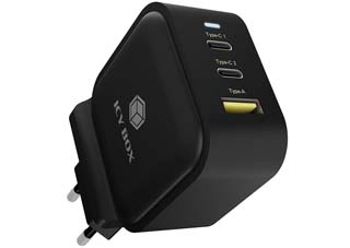 RaidSonic Icy Box 65W Multi-Plug Wall Charger (EU+UK) - 2x Type-C + 1x Type-A