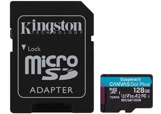 Kingston Canvas Go Plus Gen 4 128GB micro SDXC Class 10 UHS-1 U3 V30 A2 + SD Adapter [SDCG4/128GB]
