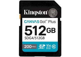 Kingston Canvas Go! Plus SDG4 512GB SDXC UHS-I U3 V30 Memory Card