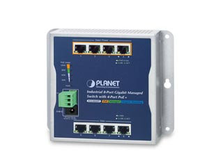 Planet WGS-804HPT Industrial 8-Port 10/100/1000T Wall-mount Managed Switch with 4-Port PoE+