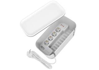 Sonora Power Box Kουτί Oργάνωσης Kαλωδίων με Πολύπριζο 5 θέσεων - 4x Schuko/ 1x CEE 7/16 + 2x USB-A/ 1x USB-C με διακόπτη - White - 1.5m
