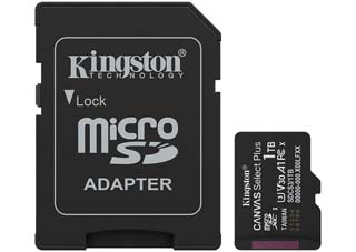 Kingston Canvas Select Plus Gen 3 1TB micro SDXC Class 10 UHS-1 U3 V30 A1 + SD Adapter