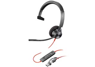 Poly Blackwire 3310 Wired USB-C Mono Headset with USB-C/A adapter - Microsoft Teams Certified