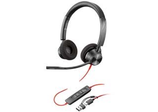 Poly Blackwire 3320 Wired USB-C Stereo Headset with USB-C/A adapter
