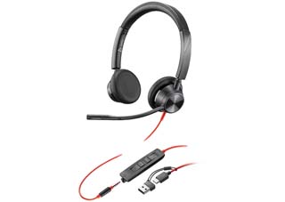Poly Blackwire 3325 Wired USB-C Stereo Headset with 3.5mm plug + USB-C/A adapter - Microsoft Teams Certified