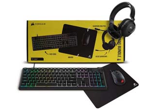 Corsair 4-in-1 Gaming Bundle - K55 Core Keyboard, Harpoon RGB Pro Mouse, HS35 v2 Headset, MM100 Mousepad [CH-9226F65-NA]