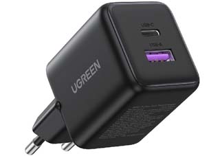 Ugreen X516 30W GaN Charger - 1x USB-A/ 1x USB-C - Black