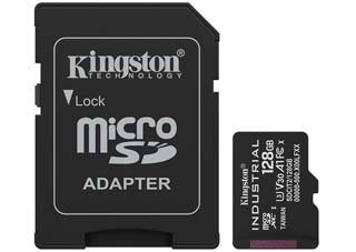 Kingston Industrial 128GB microSDXC UHS-I U3 V30 A1 Memory Card with SD Adapter