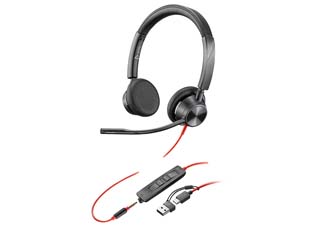 Poly Blackwire 3325 Wired Stereo Headset with 3.5mm Plug + USB-C/A Adapter