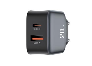 XO L154 20W Charger - 1x USB-C & 1x USB-A - Black [L154 BLACK]