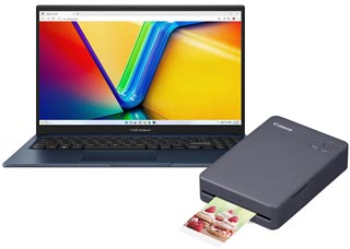 Bundle Laptop Asus Vivobook (Core 5 RAM 16GB SSD 512GB Windows 11 Home) + Canon Selphy QX20 Photo Printer