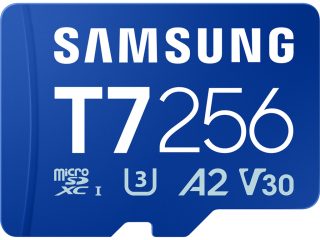 Samsung T7 microSDXC 256GB Memory Card, 170MB/s Read, UHS-I Class 10 U3 V30 A2, 3-Year Warranty, Blue (MB-MB256T/WW)