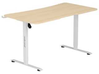 Anda Seat Desk Xtreme-E 1.4m, Adjustable Height, Without Cable Management Box - White/Wood [AD-D-DD1-1400-06-K]