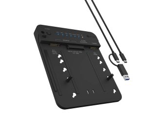 RaidSonic ICY BOX IB-2913MCL-C31 Dual M.2 NVMe and 2.5 3.5 SATA Docking Clone Station USB-C 3.2 Gen2 10Gbps SSD HDD