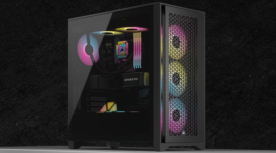 Corsair 4000d airflow tempered glass only with rgb led watercooling, no  front-side rgb leds and rx6900xt video card on Craiyon