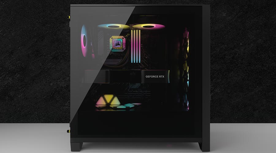 iCUE 5000D RGB AIRFLOW Mid-Tower Case, Black - 3x AF120 RGB ELITE Fans -  iCUE Lighting Node PRO Controller - High-airflow Design